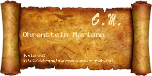 Ohrenstein Mariann névjegykártya